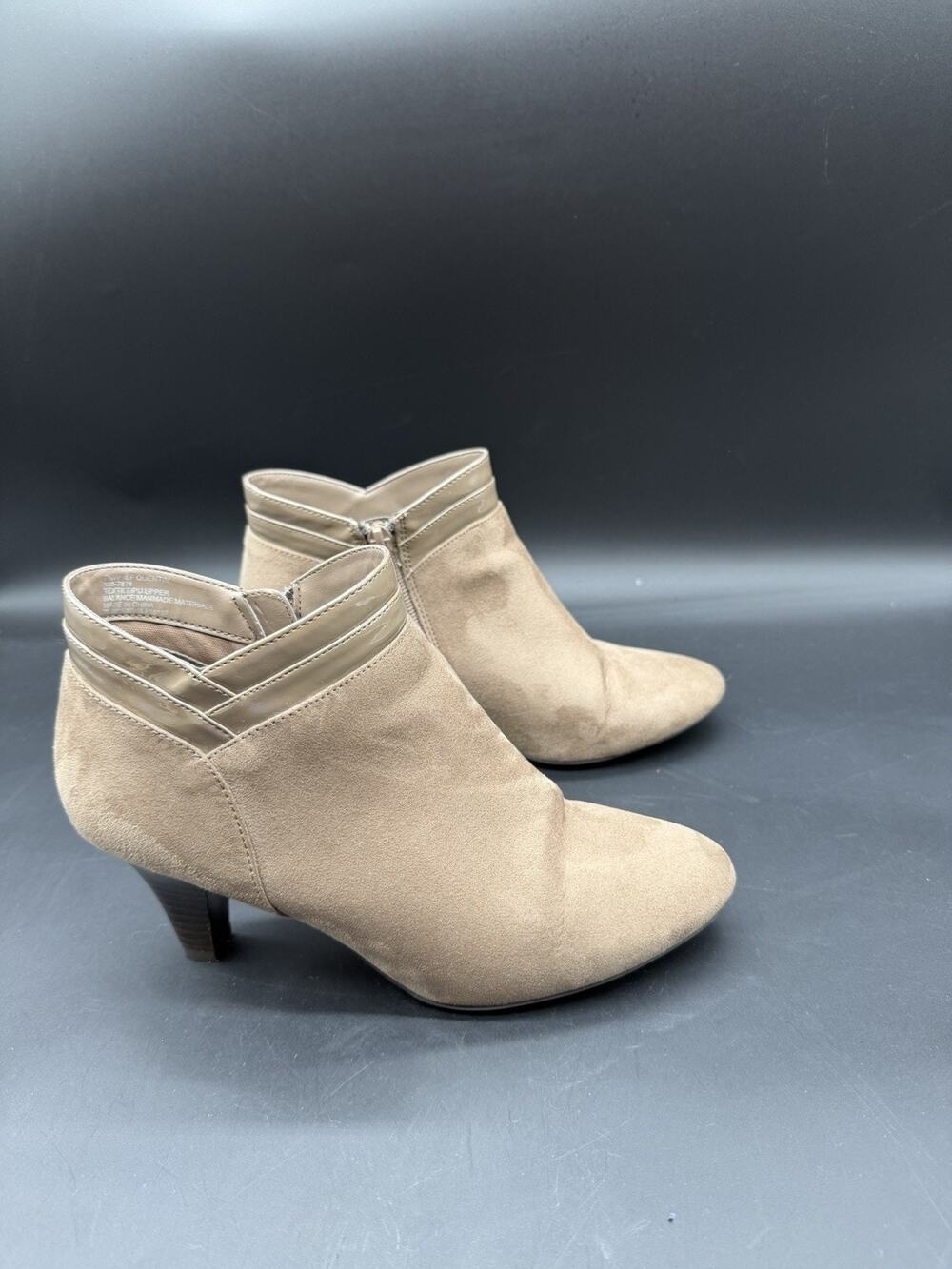 East 5th Womens Quentin Camel Brown ankle Booties Stiletto Heel Zip 7.5W